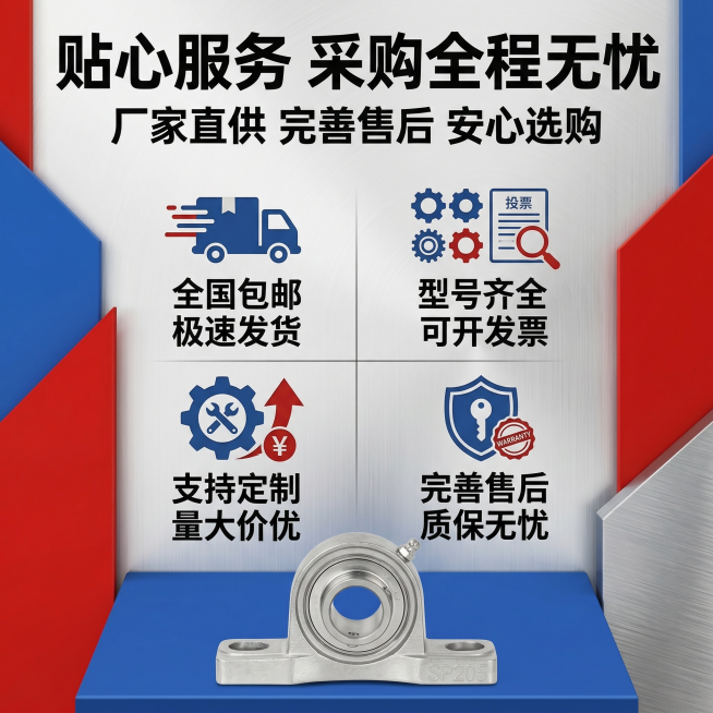 2:3竖版电商详情页服务保障海报，8K超高清，工业高级杂志风排版，整体风格统一无割裂感；画面顶部主标题用加粗无衬线工业字体："贴心服务 采购全程无忧"，副标题为："厂家直供 完善售后 安心选购"；画面预览效果