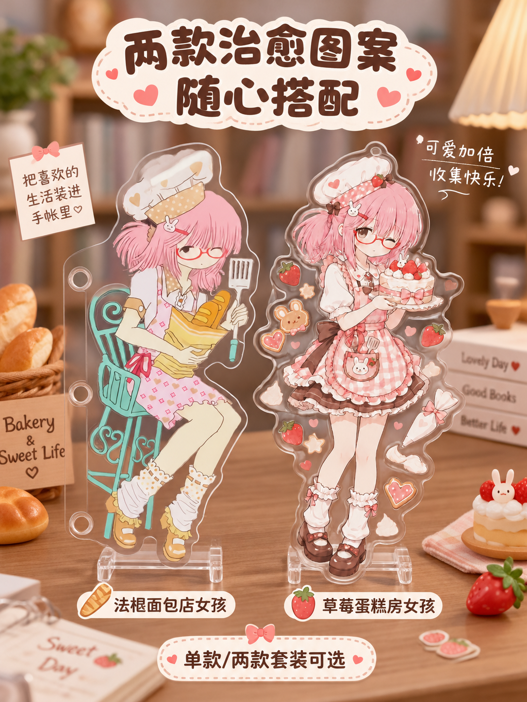 [商品] 使用【图1】坐椅抱法棍女孩分隔页、【图2】站立捧蛋糕… - 图片创意预览