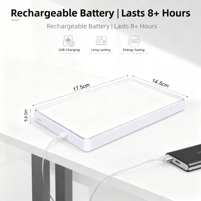Seventh detail page, show the rechargeable battery advantage. Product must be 100% same as original.预览效果