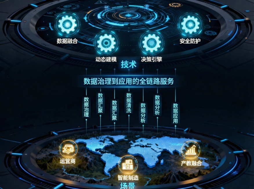 两个轮盘稍微调小一点，适当留白，另外中间数据治理等字体放小，并上下不均匀排列。预览效果