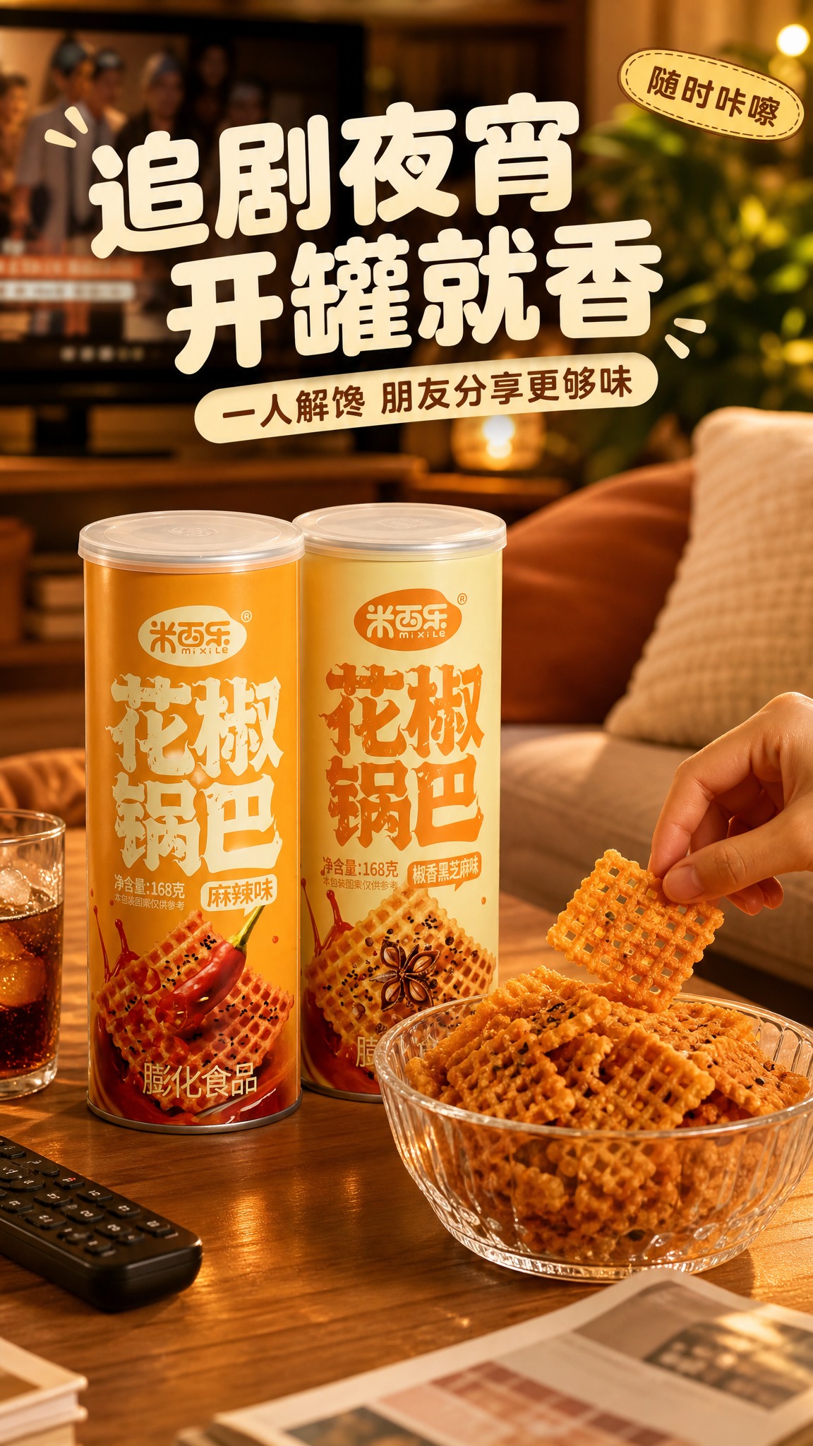 [商品] 使用【图1】米西乐花椒锅巴麻辣味罐装 与【图2】米西… - 图片创意预览