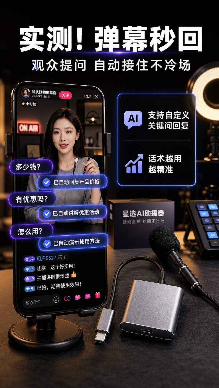 [商品] 使用【图1】星选AI助播器；保留金属银灰色主机和领夹… - 图片创意预览
