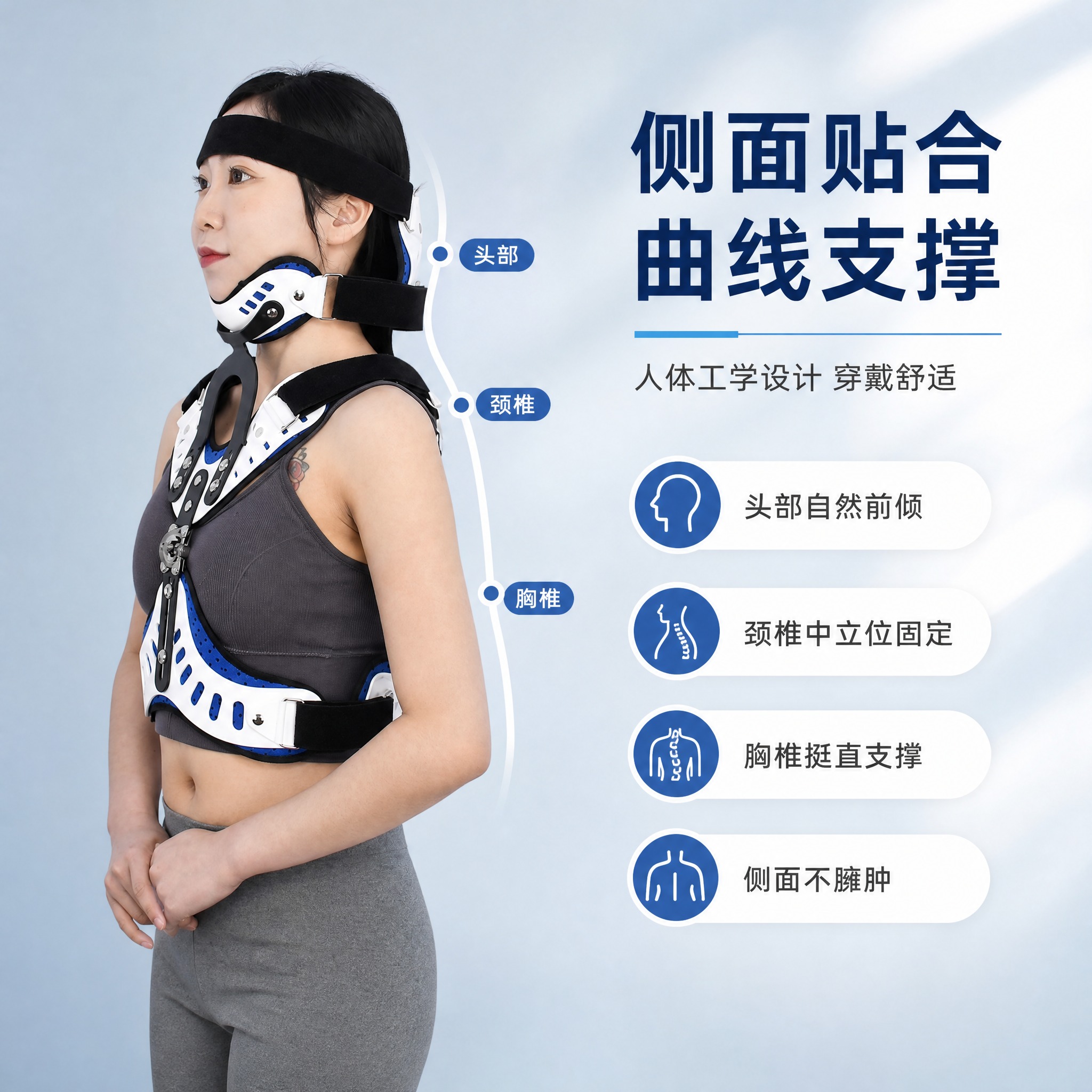 [主图-5] 模特侧面穿戴主图，展示头颈胸支撑曲线与侧面贴合效… - 图片创意预览