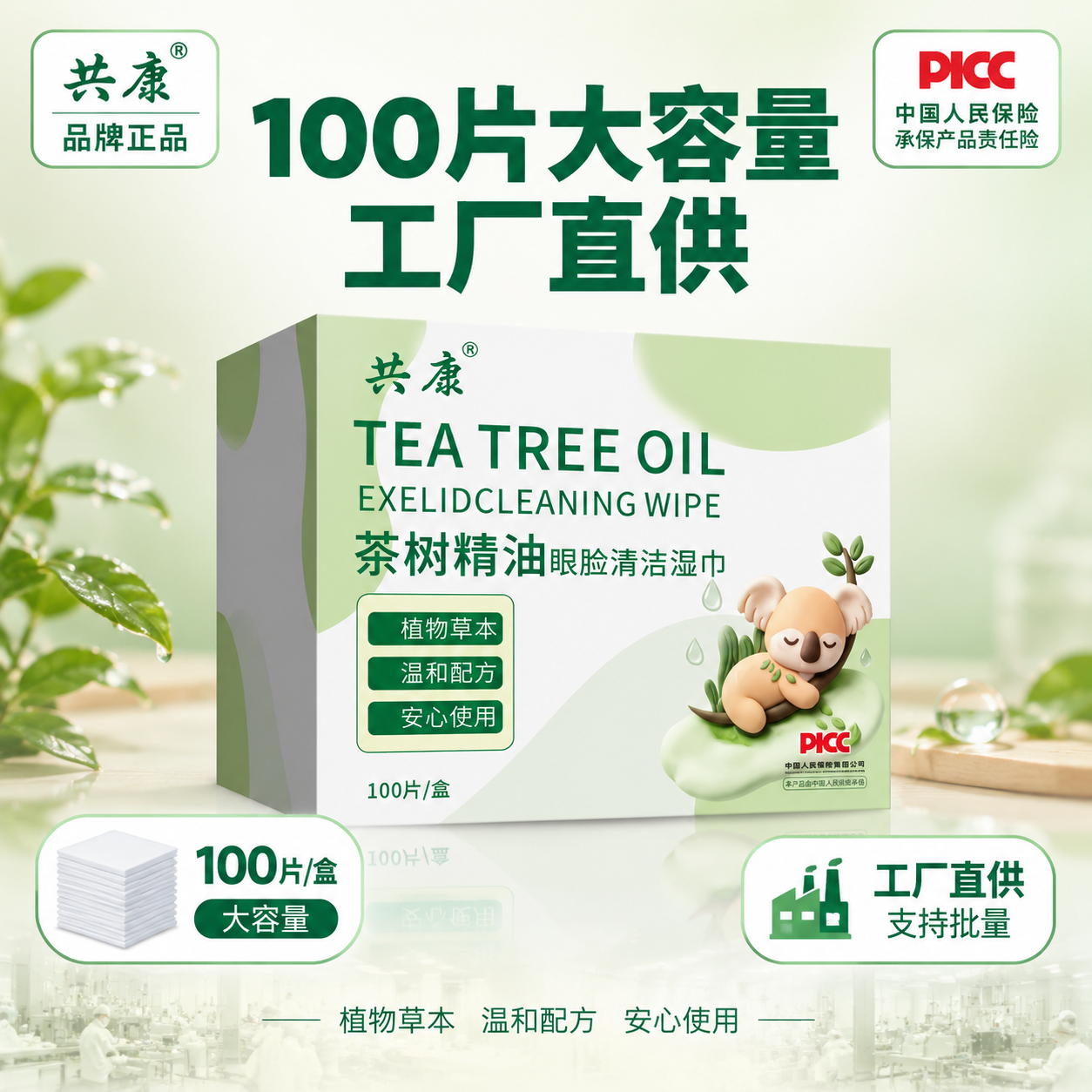 [主图-5] 规格与信任背书展示，突出100片大容量和PICC… - 图片创意预览