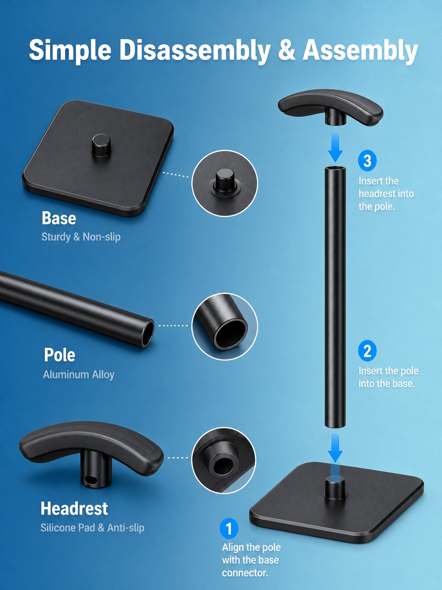 [主图-3] Headphone Stand 结构细节图，主题… - 图片创意预览