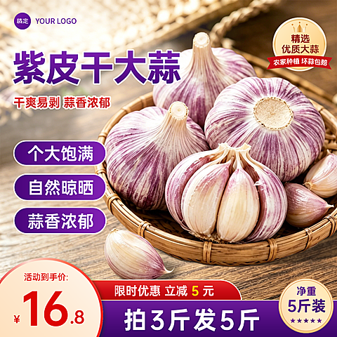 大蒜蒜头水果生鲜食品电商零售主图直通车