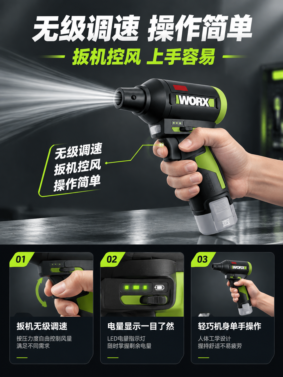 [详情图-6] 操作+调速展示图，主题：无级调速 操作简单 上… - 图片创意预览