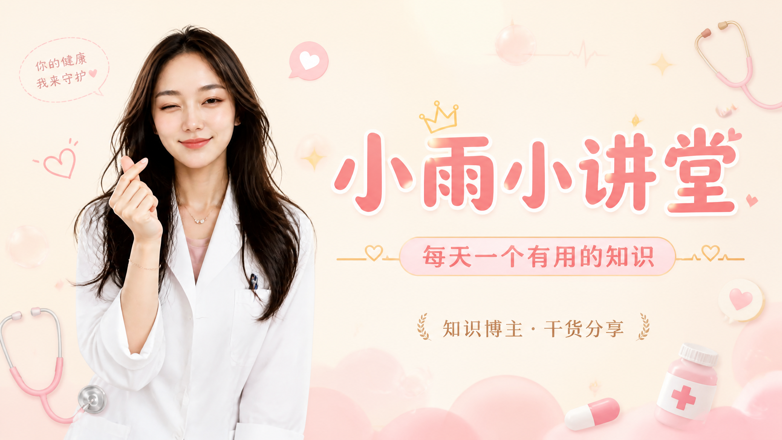 抖音主页背景图，御姐中带点俏皮的女医生形象海报。画面左侧保留原… - 图片创意预览