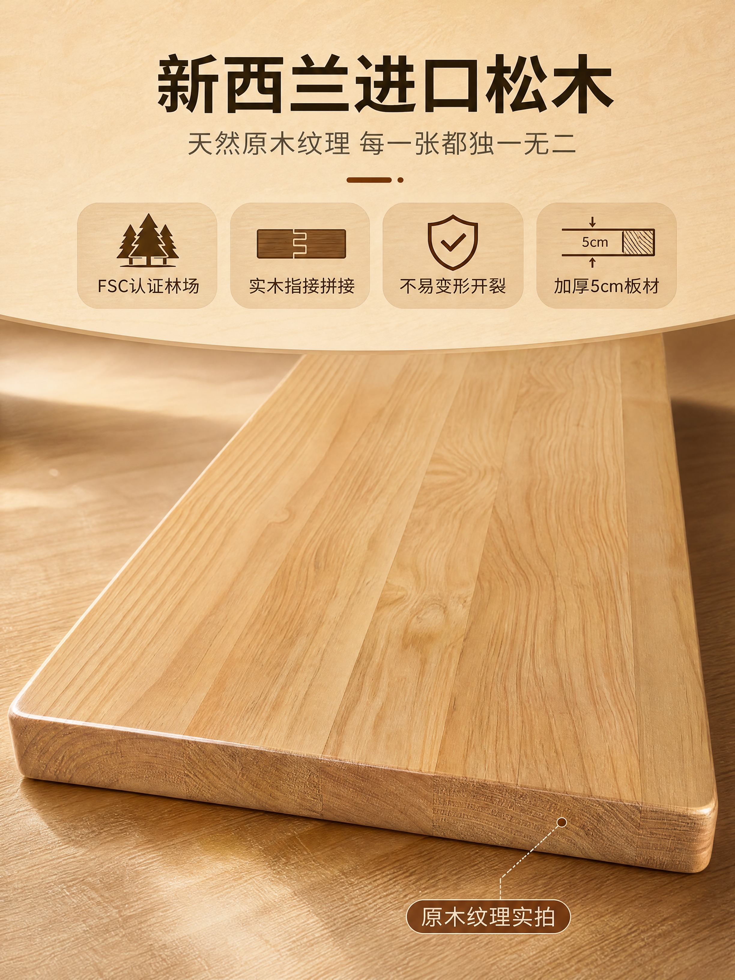 [商品] 使用【图5】新西兰松实木桌面（原木素板款）；保留实木… - 图片创意预览