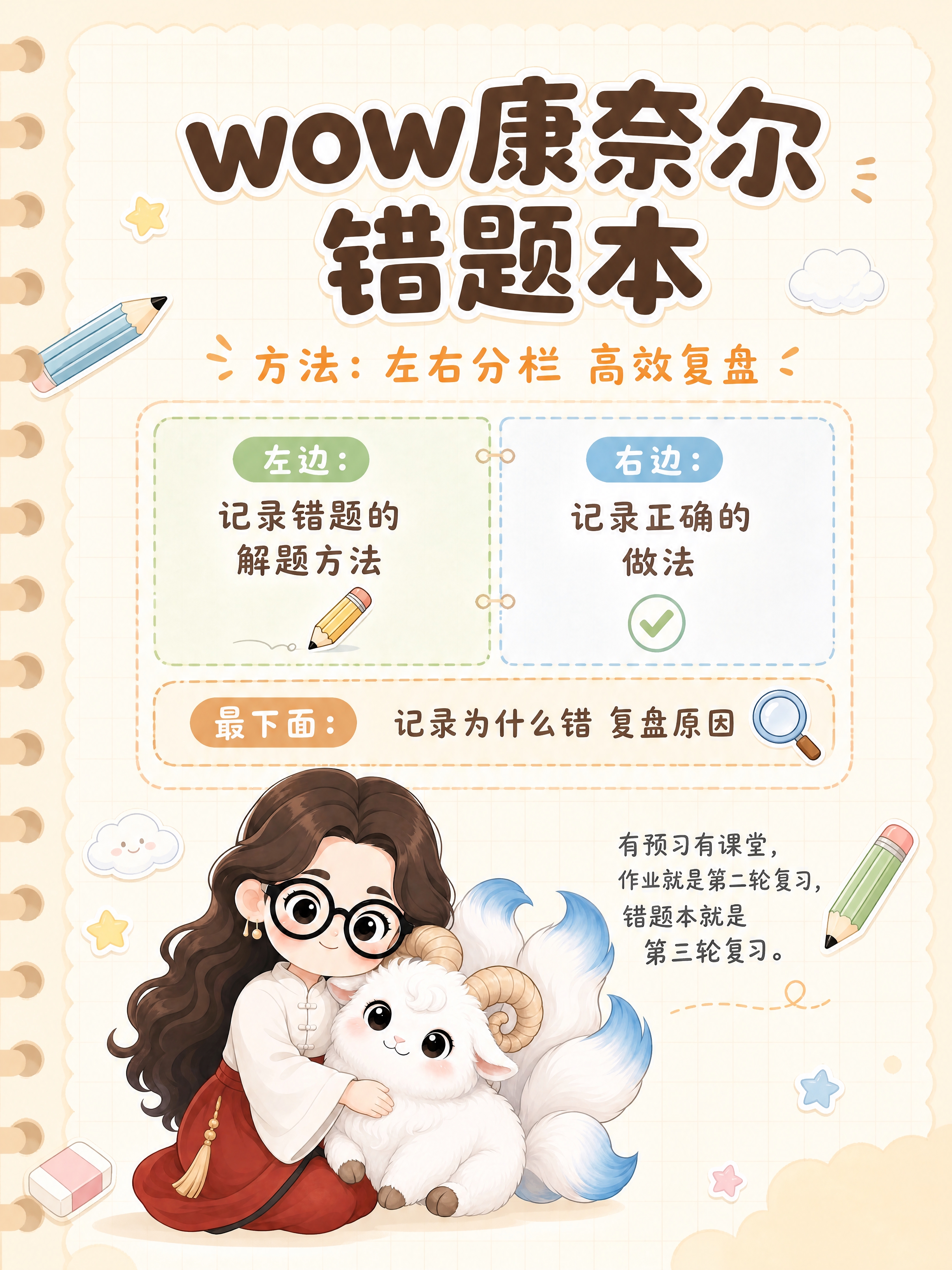 教材封面设计，竖版3:4比例，教育学习类错题本封面，温馨可爱的… - 图片创意预览