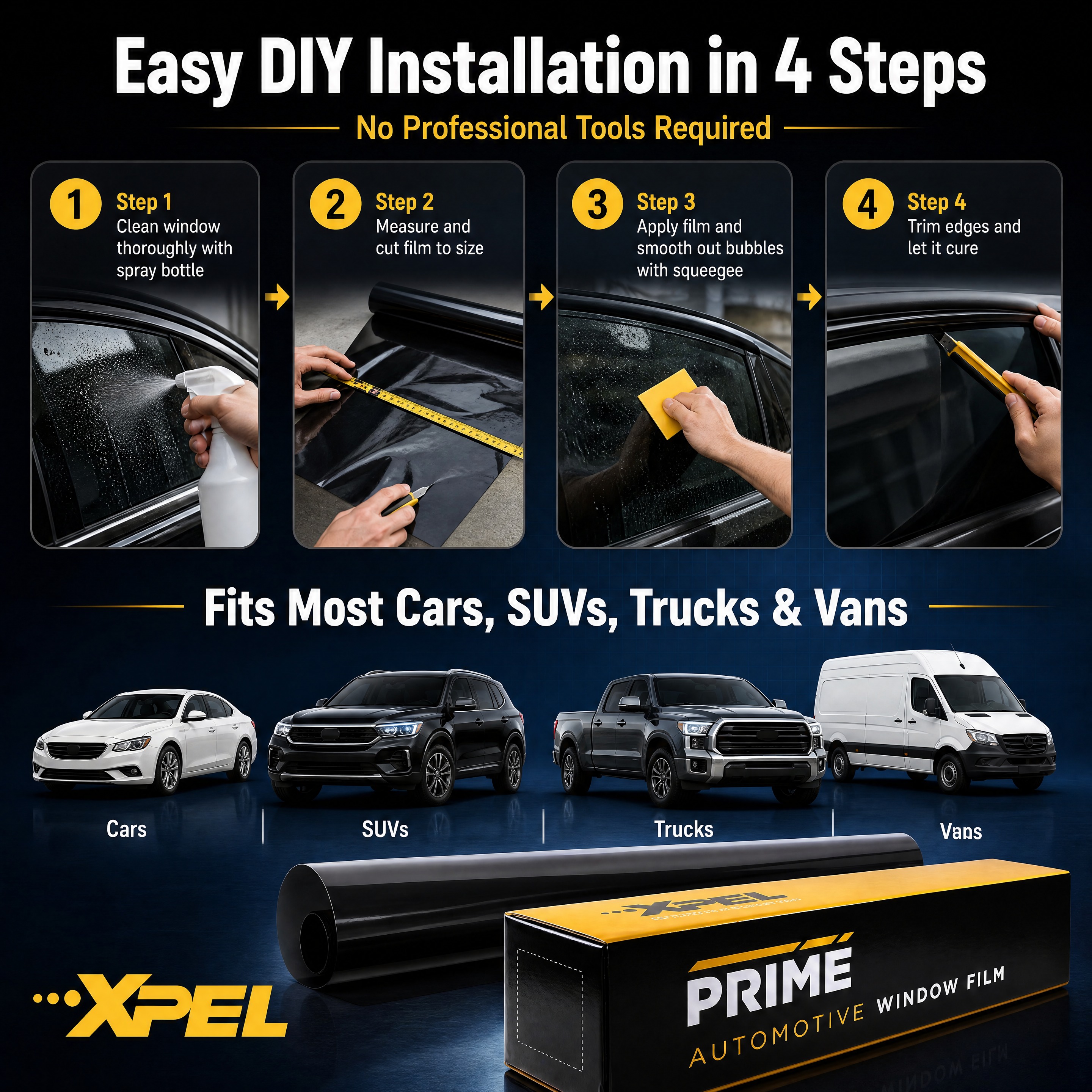[商品] 使用【图1】XPEL PRIME汽车隔热窗膜产品（黑… - 图片创意预览
