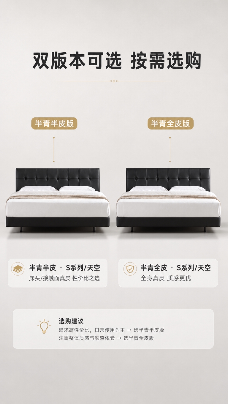 [商品] 使用【图1】黑色高脚齐边皮床；保留床头拉点软包、齐边… - 图片创意预览