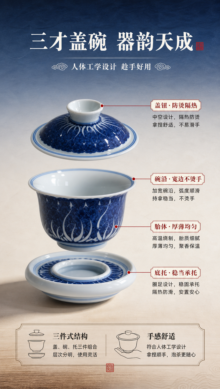 [商品] 使用【图1】青花盖碗；保留盖、碗、托三件式结构、器型… - 图片创意预览