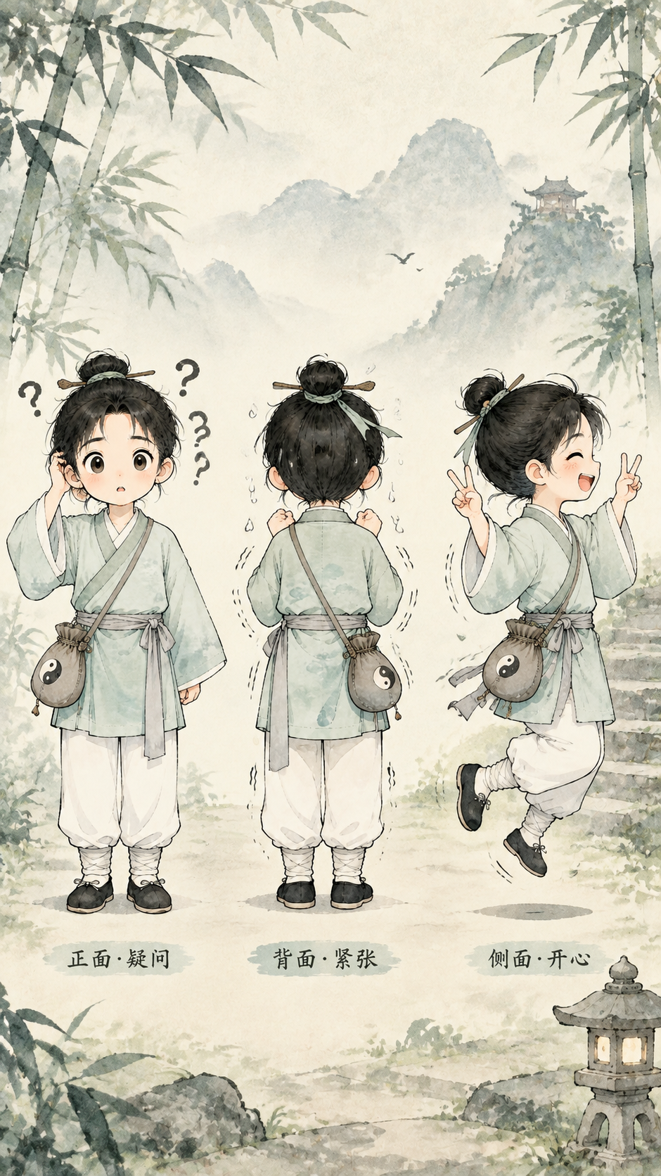 将小道士角色三视图（https://gd-ai-fts.dan… - 图片创意预览