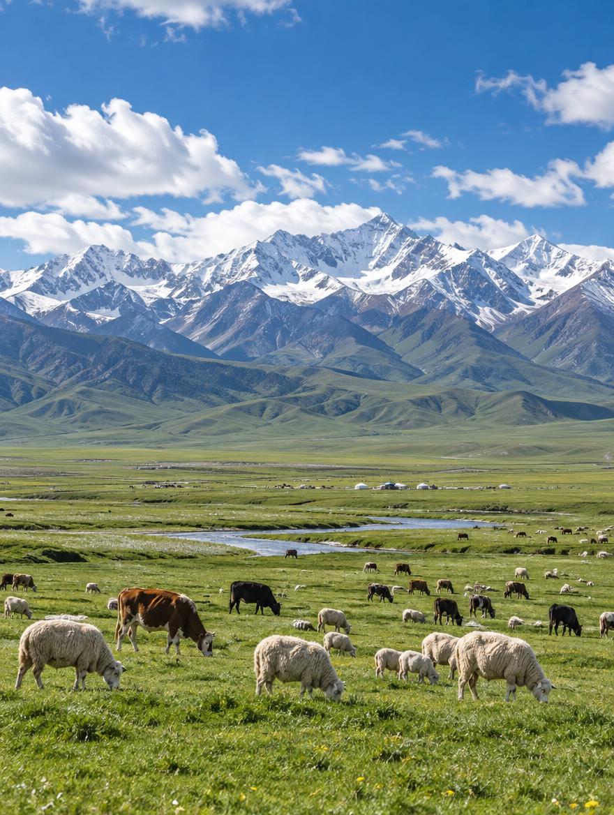 祁连大草原高清实拍风景图，高原牧场风光，辽阔草原，连绵雪山，牛… - 图片创意预览