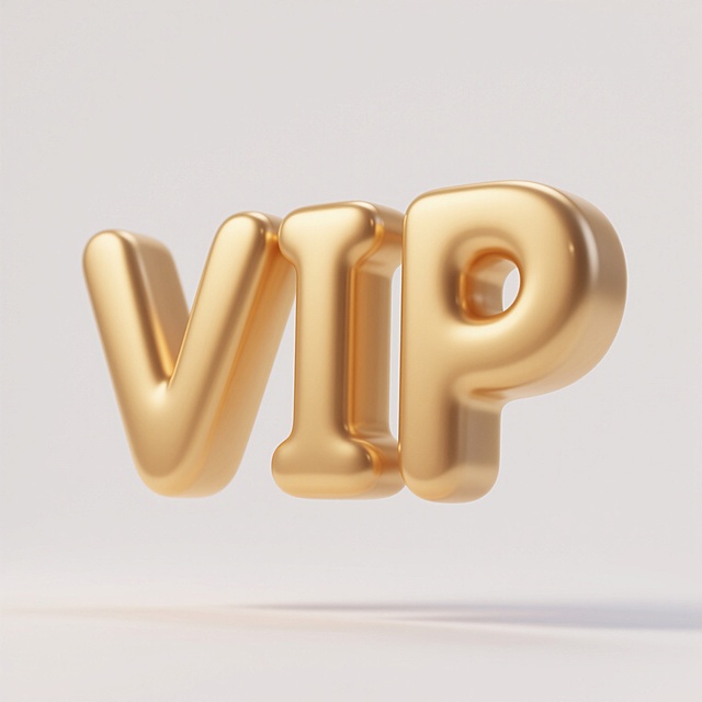 软3D卡通风格的金色"VIP"立体字母设计，圆润边角的厚实字体，表面呈现光滑细腻的金属质感，带有柔和的高光和渐变光泽，字母下方有轻微的阴影投射，整体悬浮在纯白色背景上，营造出精致、尊贵且亲切的视觉效果，字体结构清晰饱满，视觉层级突出，信息传达直接高效。