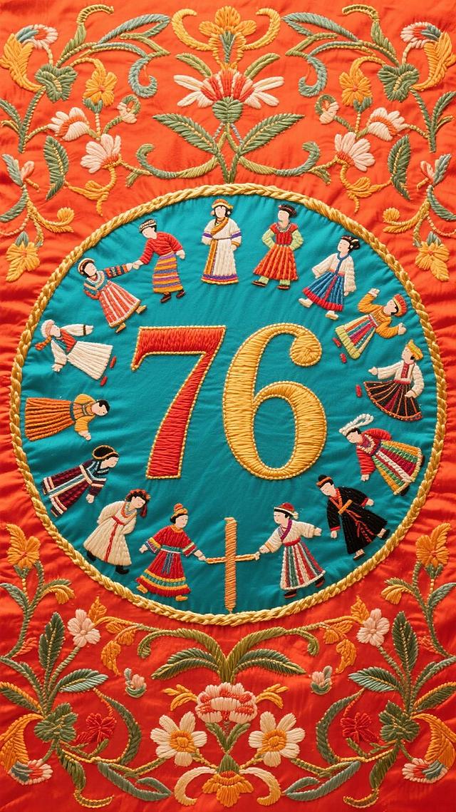 普天同庆，刺绣国庆