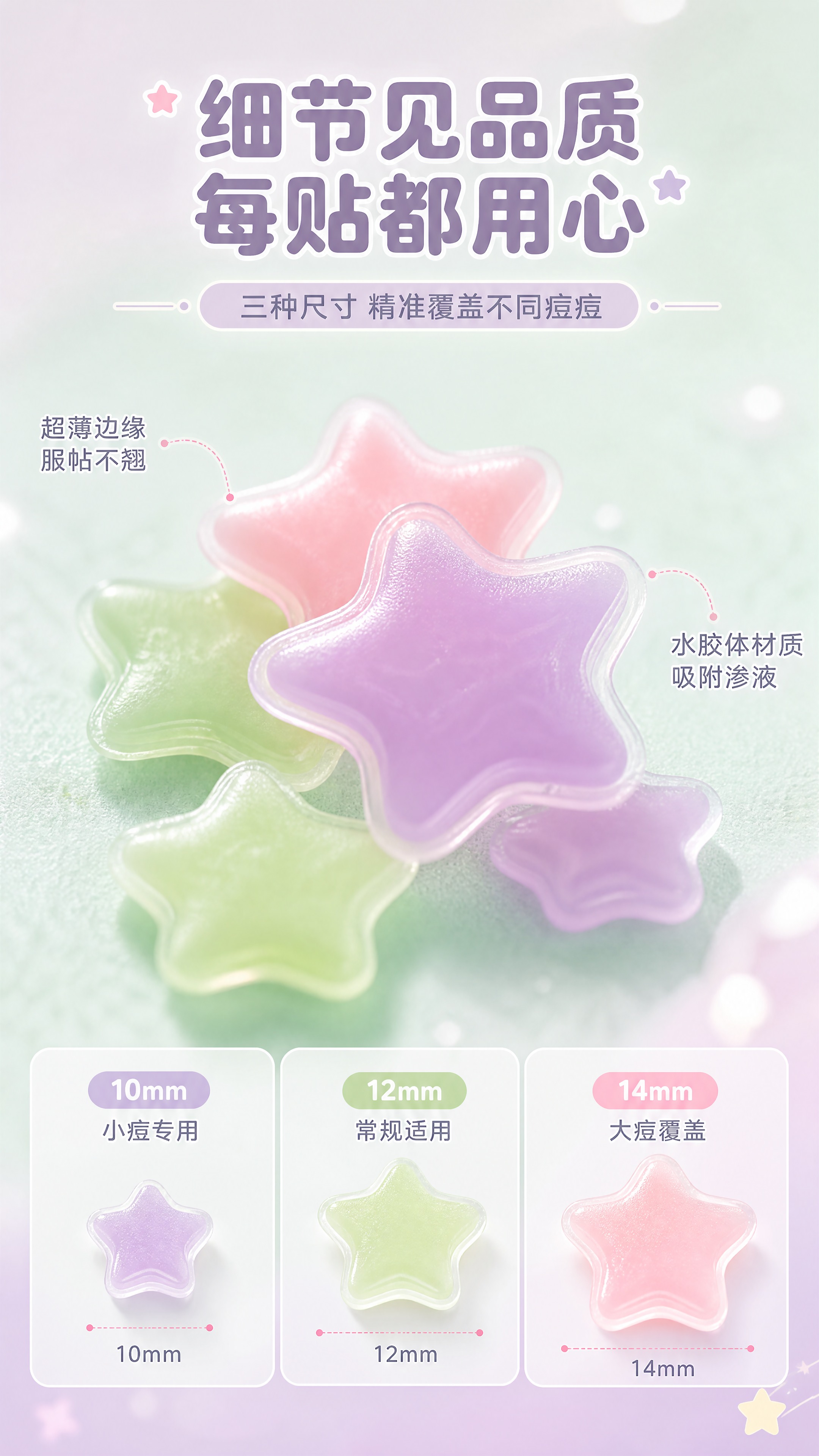 [商品] 使用【图2】两款星星祛痘贴（绿紫款+粉紫款）；保留五… - 图片创意预览