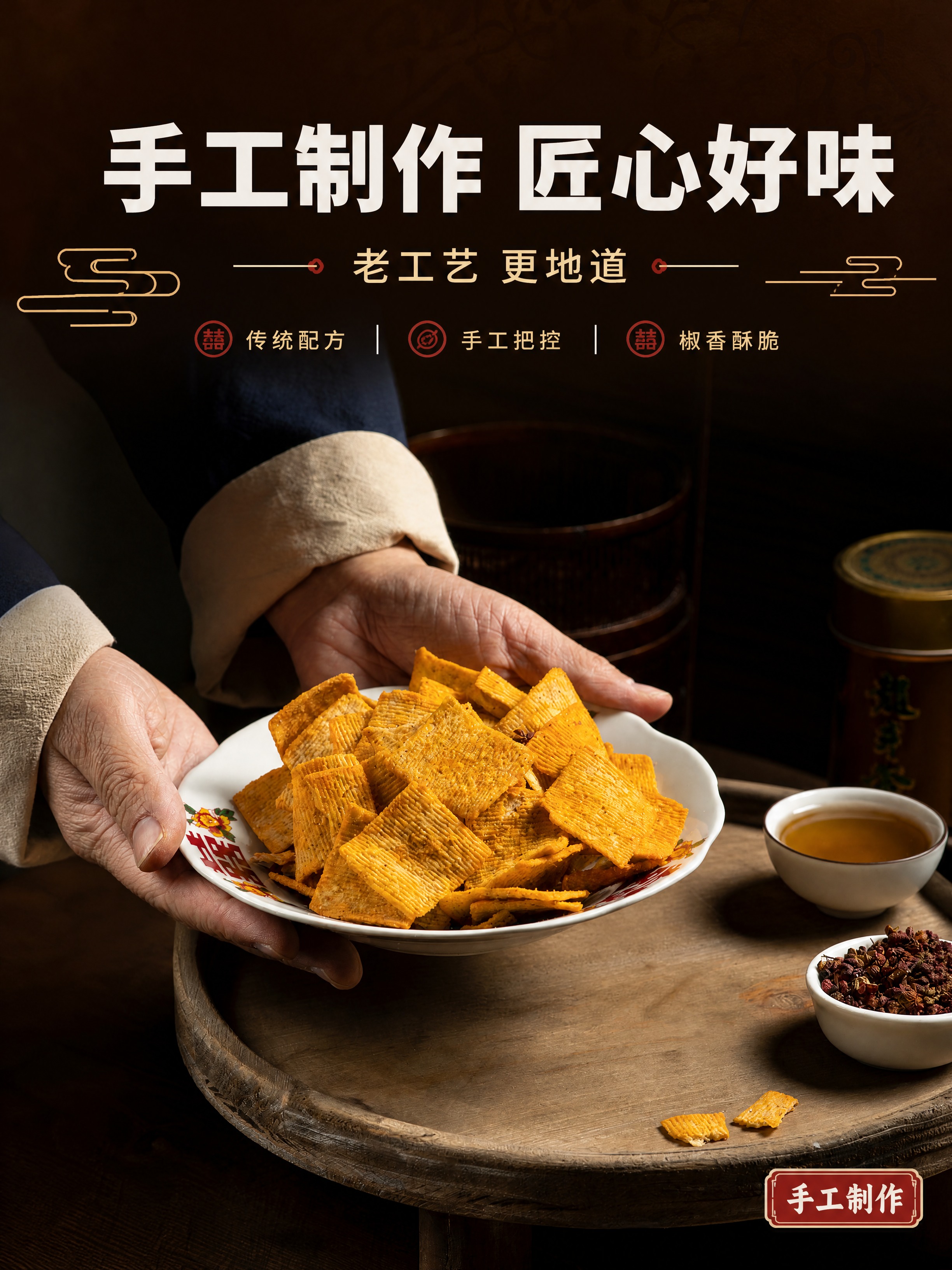 [商品] 使用【图5】双手捧盘的花椒锅巴实拍图；保留锅巴、喜字… - 图片创意预览