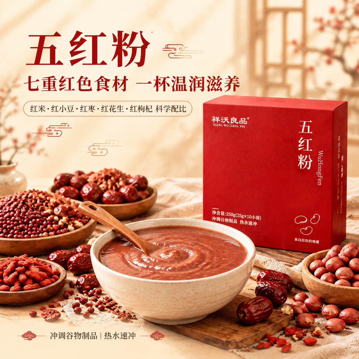 [主图-1] 首图点击率主视觉，突出五红粉温润滋养与食欲感，建… - 图片创意预览