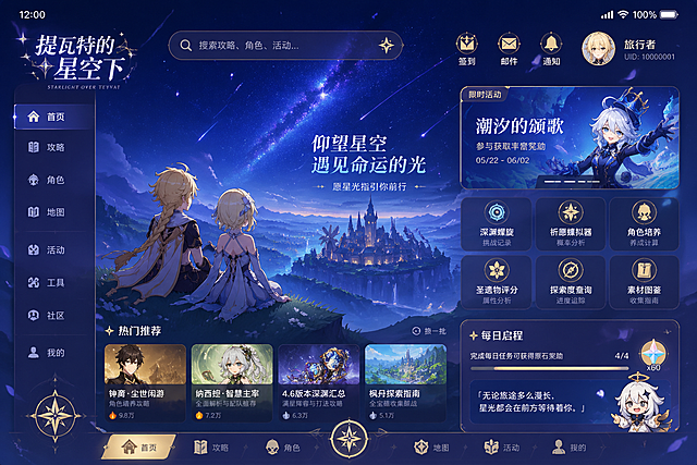梦幻感与唯美感交织的动漫风插画，哥特式城堡在星空下闪耀，霓虹光影与粒子效果营造静谧神秘氛围，宽阔视野中人物仰望命运之光，虚拟现实般的浪漫场景。