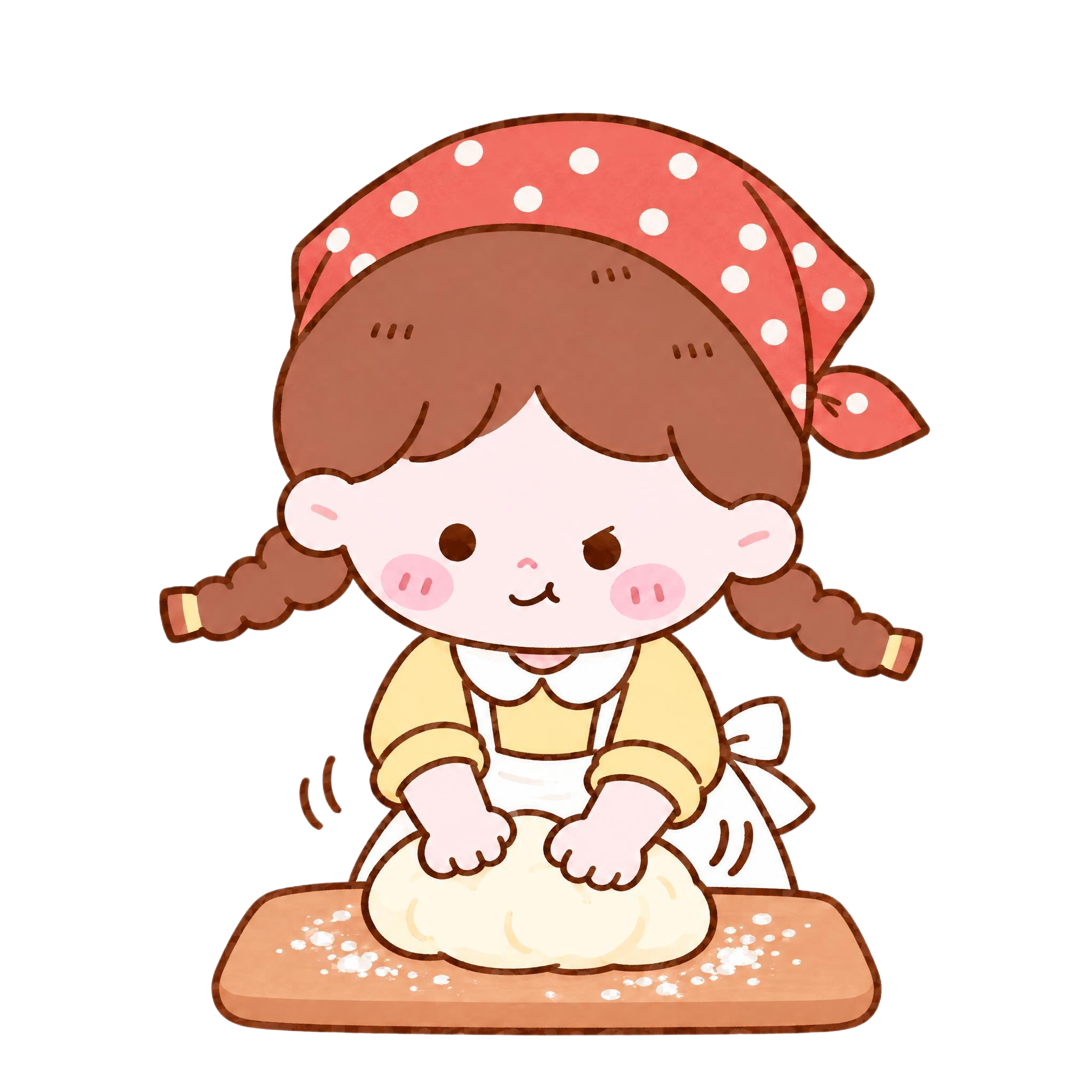 参考图中的卡通小女孩形象：棕色双麻花辫、圆圆的脸蛋带粉色腮红、… - 图片创意预览
