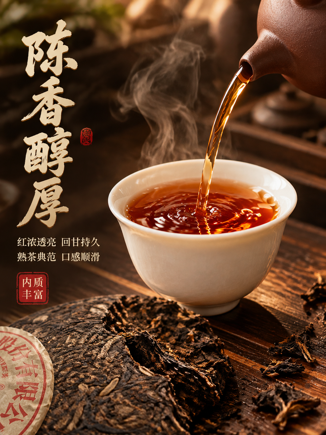 [主图-3 茶汤细节] 中茶布朗正山普洱茶饼茶汤与内质展示图竖… - 图片创意预览