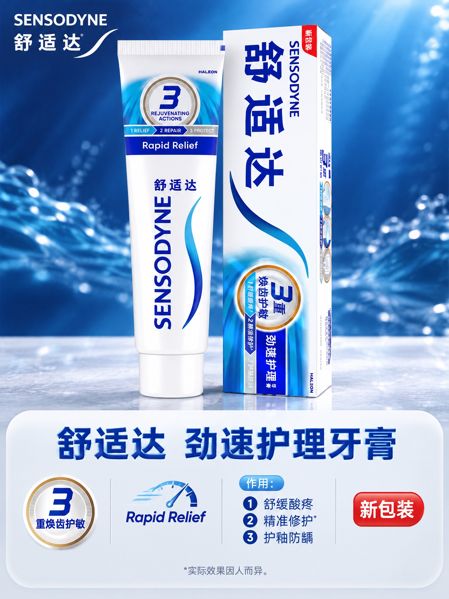 [详情-5] 舒适达劲速护理牙膏单品详情，3:4竖图。 [统一… - 图片创意预览