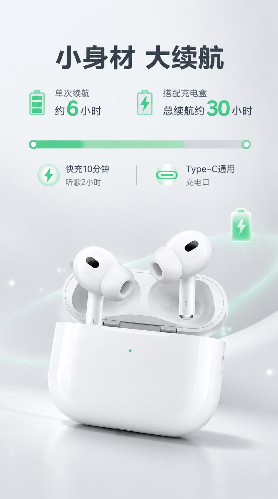 [商品] 使用【图1】白色TWS蓝牙耳机充电盒开盖状态+耳机；… - 图片创意预览