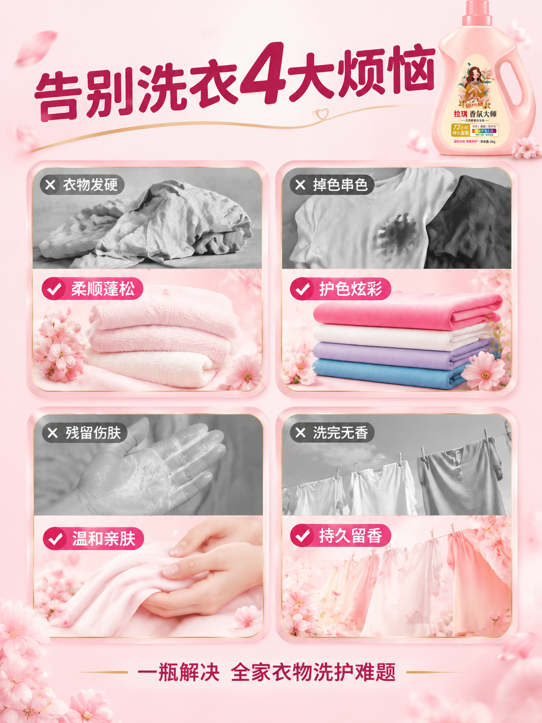 [商品] 使用【图1】拉琪香氛大师天然酵素洗衣液5kg粉色瓶装… - 图片创意预览