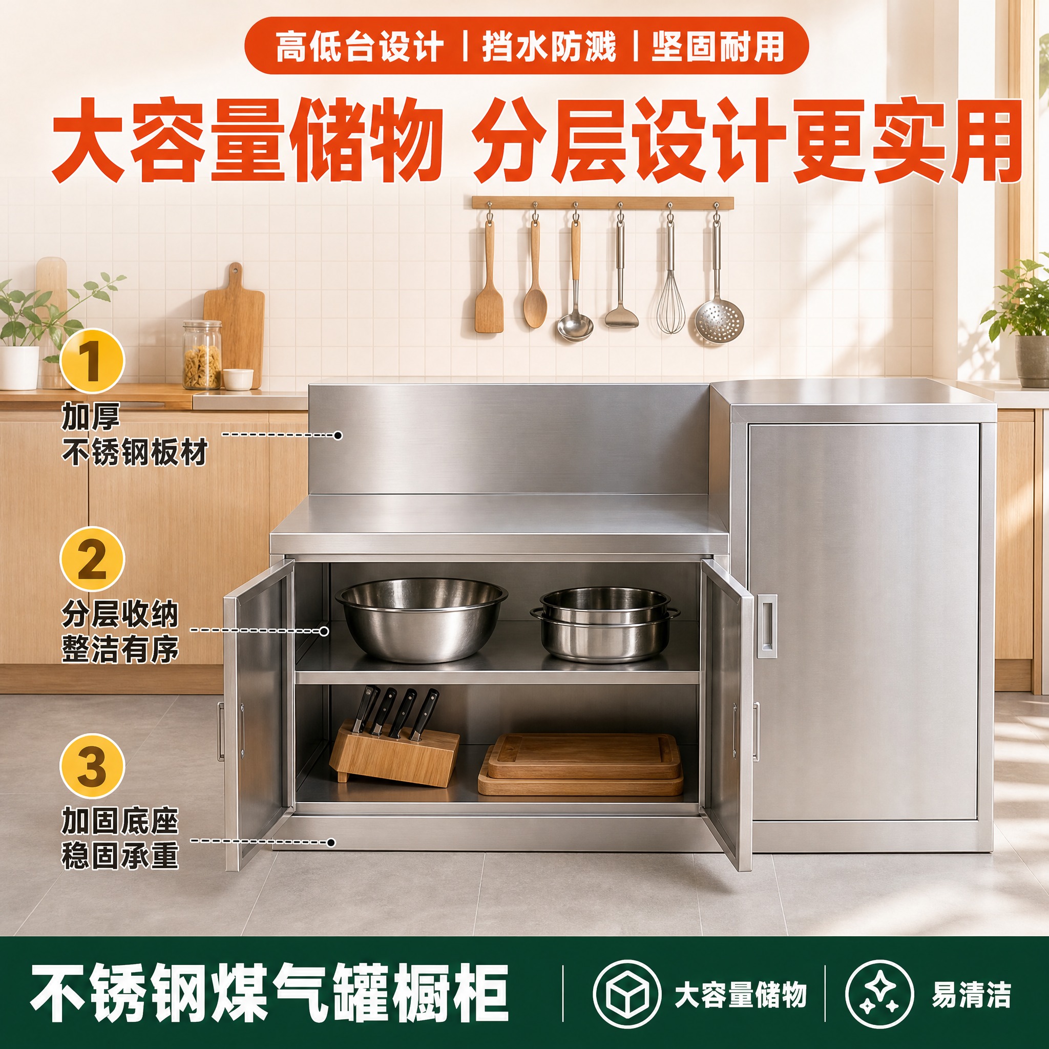 [主图-2] 不锈钢煤气罐橱柜 核心亮点 内部储物结构展示 双… - 图片创意预览