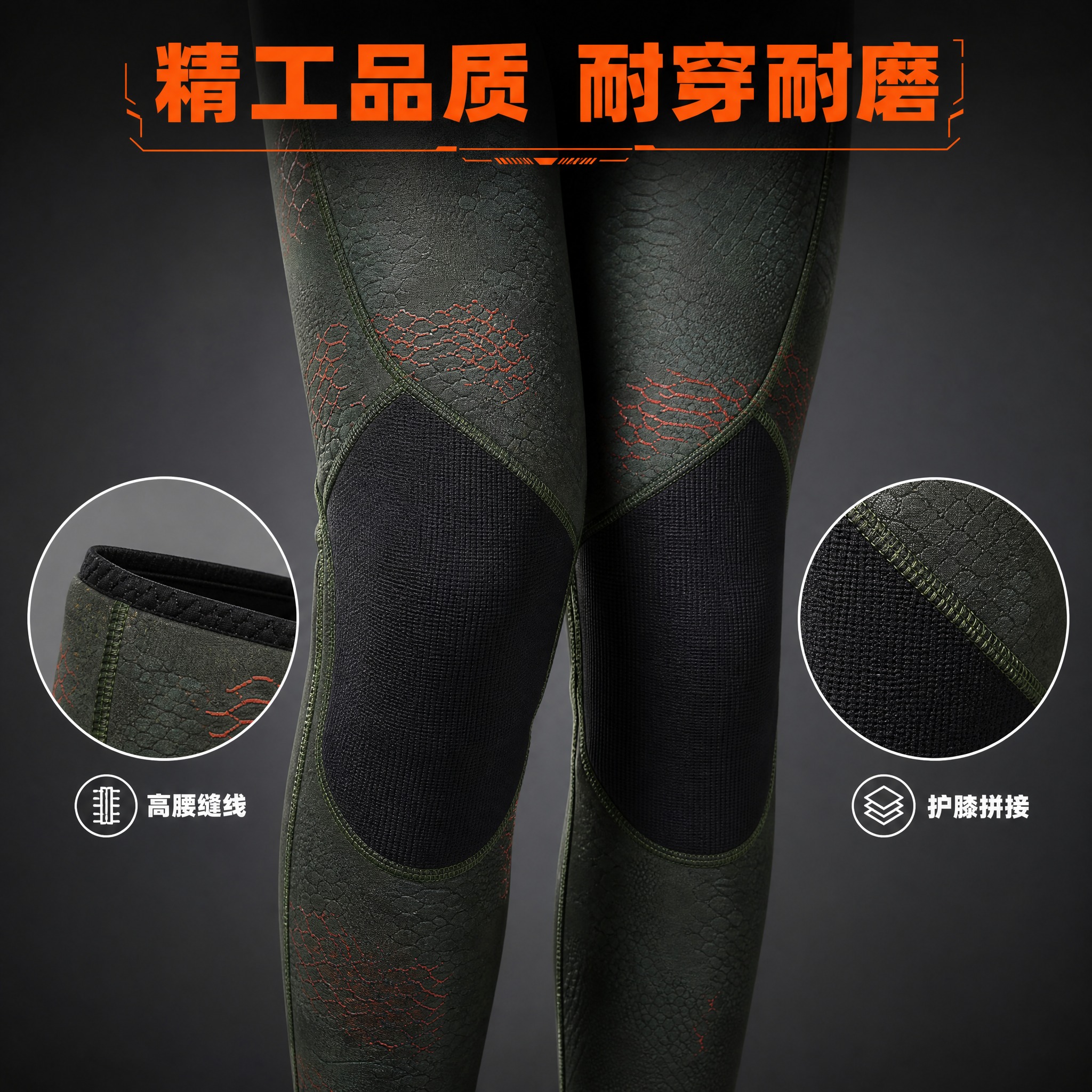 [主图-4] 3mm分体潜水服长裤 细节做工特写展示图。 [统… - 图片创意预览