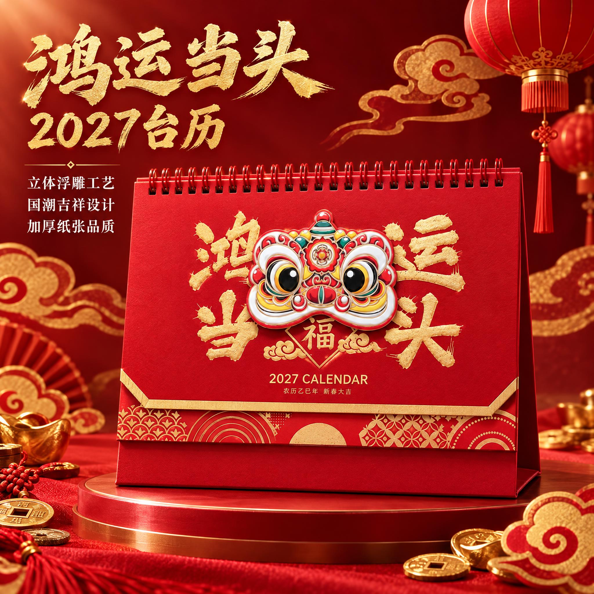 [主图-1] 首图产品身份展示，主题：2027国潮立体台历 新… - 图片创意预览