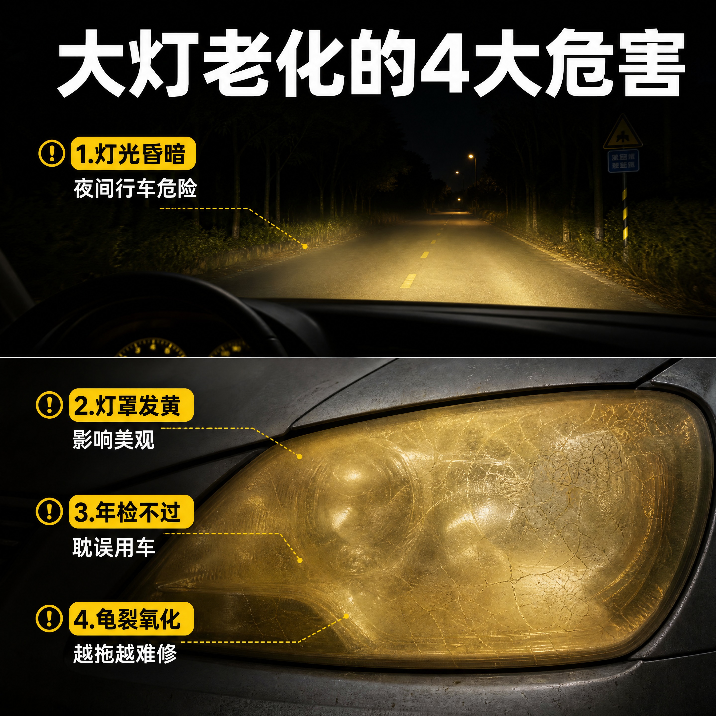 [商品] 本页为痛点直击页，无需产品图，仅展示大灯问题场景。… - 图片创意预览