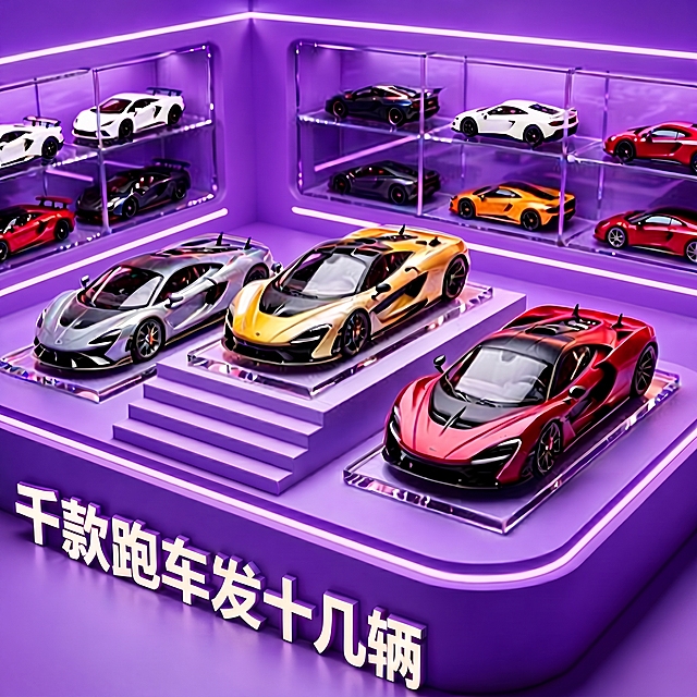 修改图片底部的文字，将文字改为“千款跑车发十几辆”，保持原图整体风格、配色和所有元素不变，文字样式与原图保持一致
