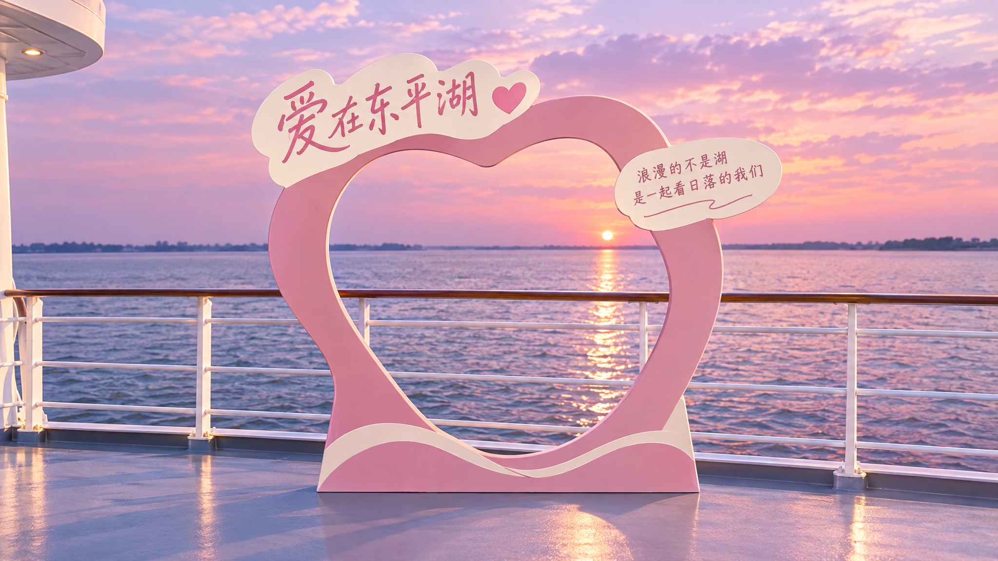 参考图中打卡牌设计风格，生成第四个东平湖浪漫主题镂空打卡牌：延… - 图片创意预览