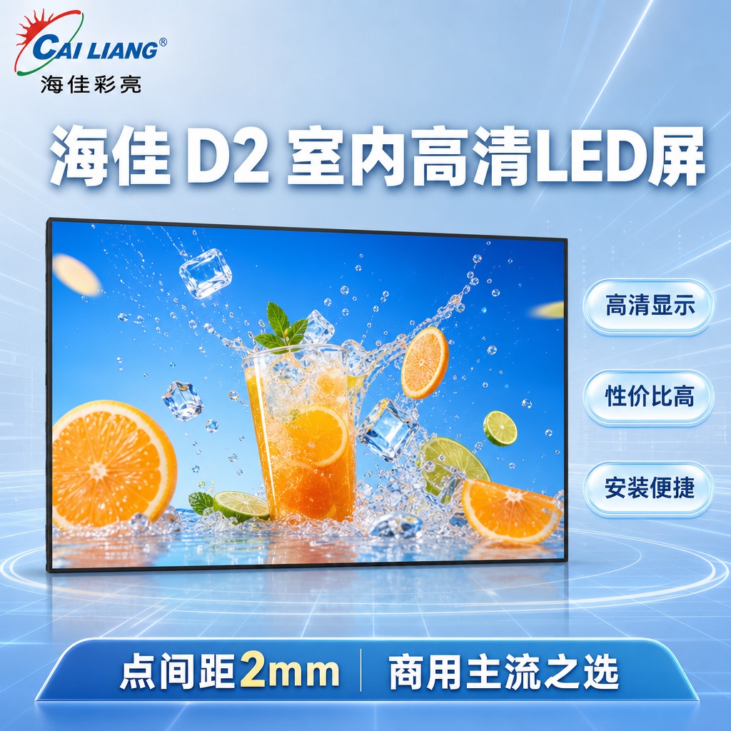 海佳D2 LED显示屏SKU搜索主图，淡蓝色科技风，1:1正方… - 图片创意预览