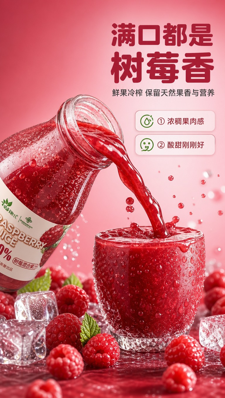 [商品] 使用【图2】莓趣儿100%树莓混合果汁玻璃瓶产品；保… - 图片创意预览