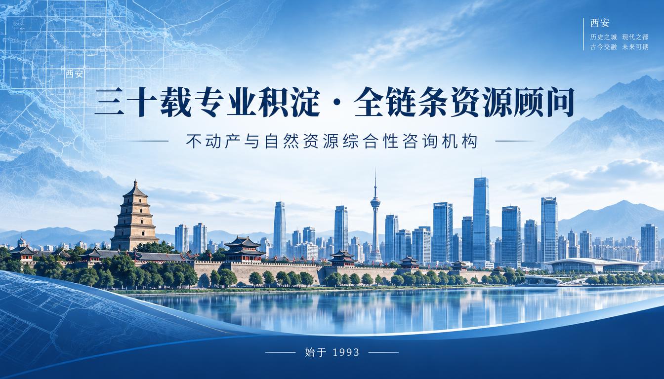 沉稳蓝白主色调，西安城市蓝图与现代城市剪影融合的大气背景，画面… - 图片创意预览