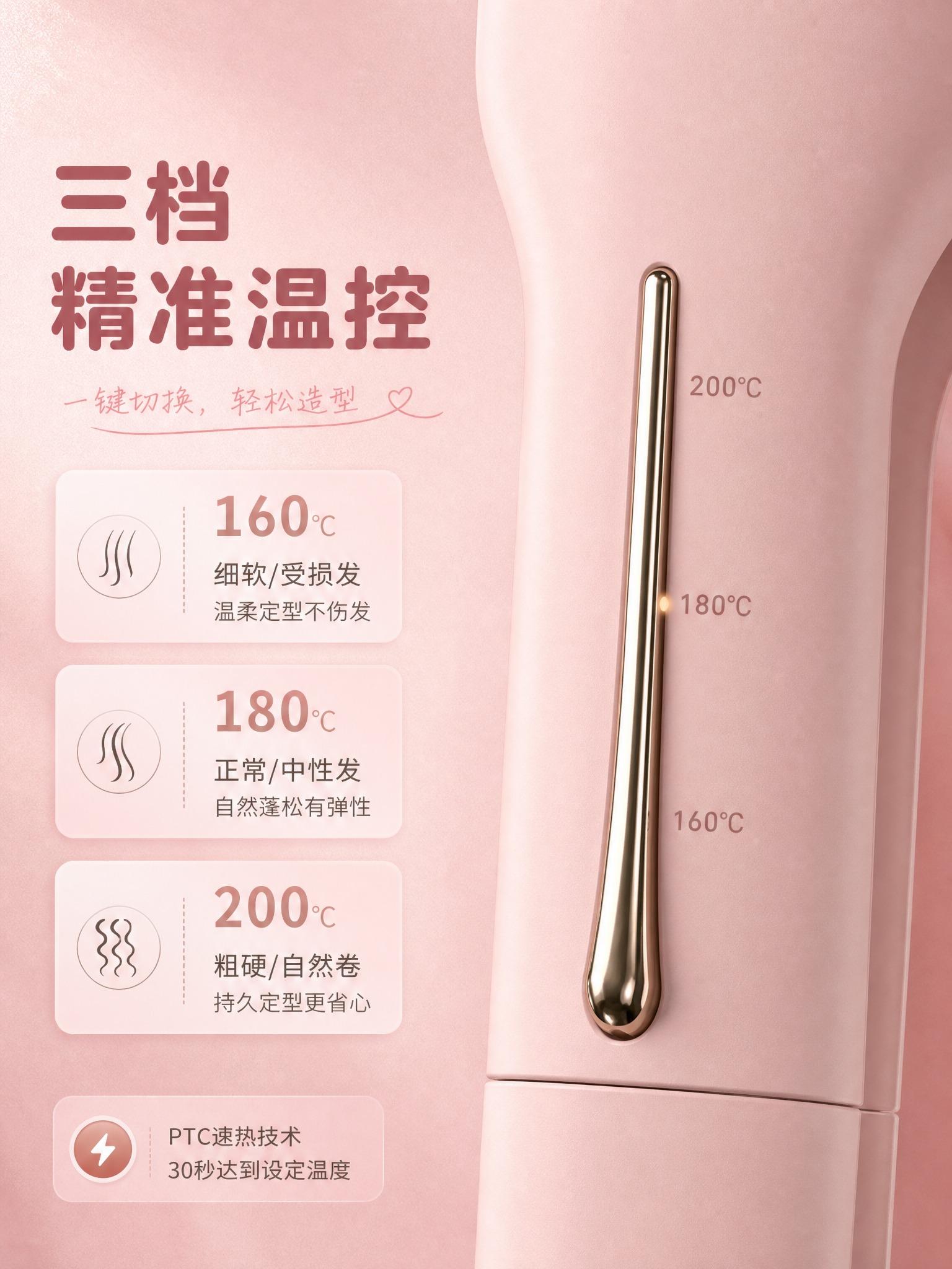[商品] 使用【图1】婷萱粉色蛋卷棒；保留金色温度调节推钮、1… - 图片创意预览