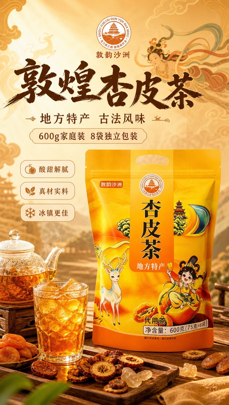 [商品] 使用【图4】【图7】敦煌杏皮茶600g大袋外包装；保… - 图片创意预览