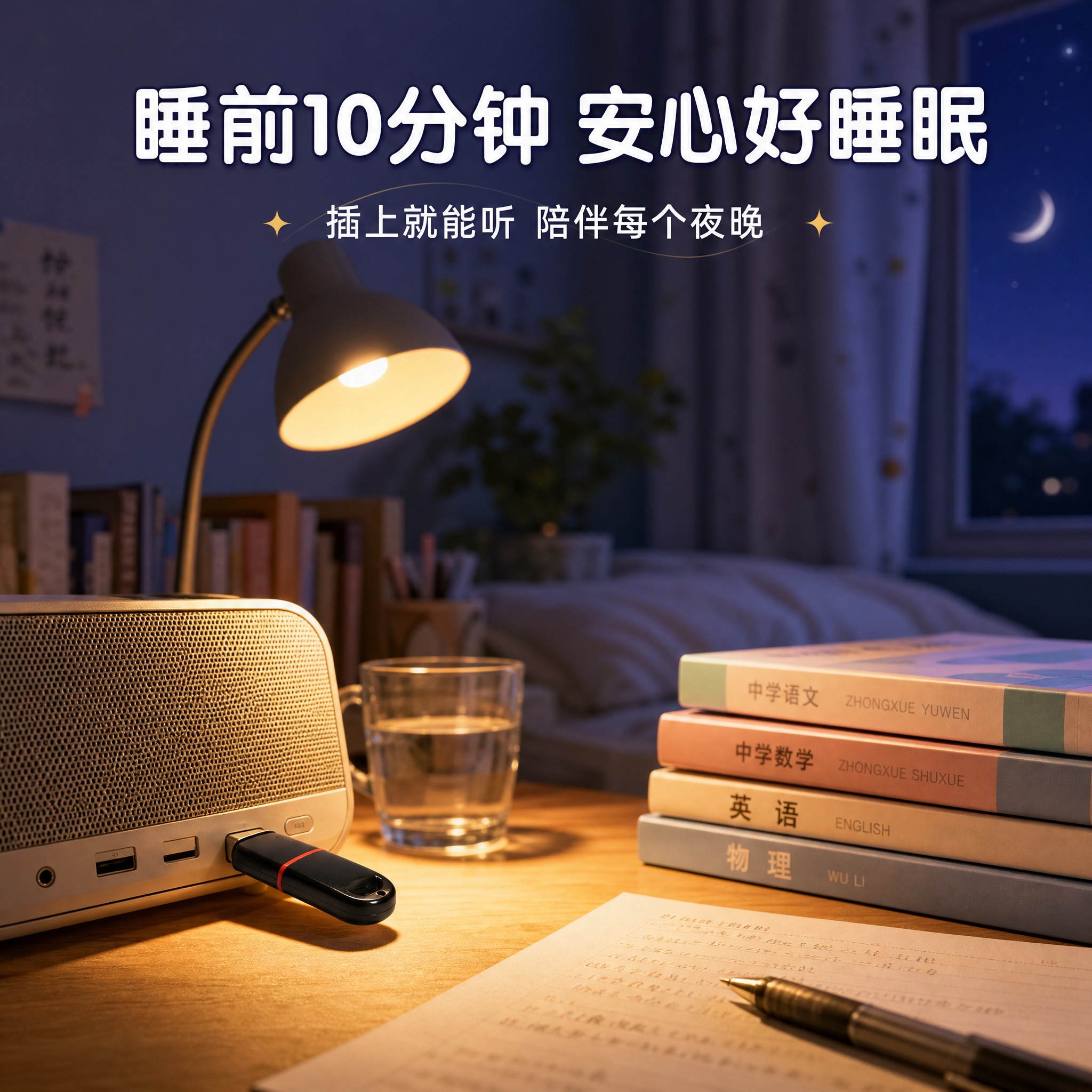 [主图-4] 真实使用场景：中学生睡前书桌场景，展示产品实际使… - 图片创意预览