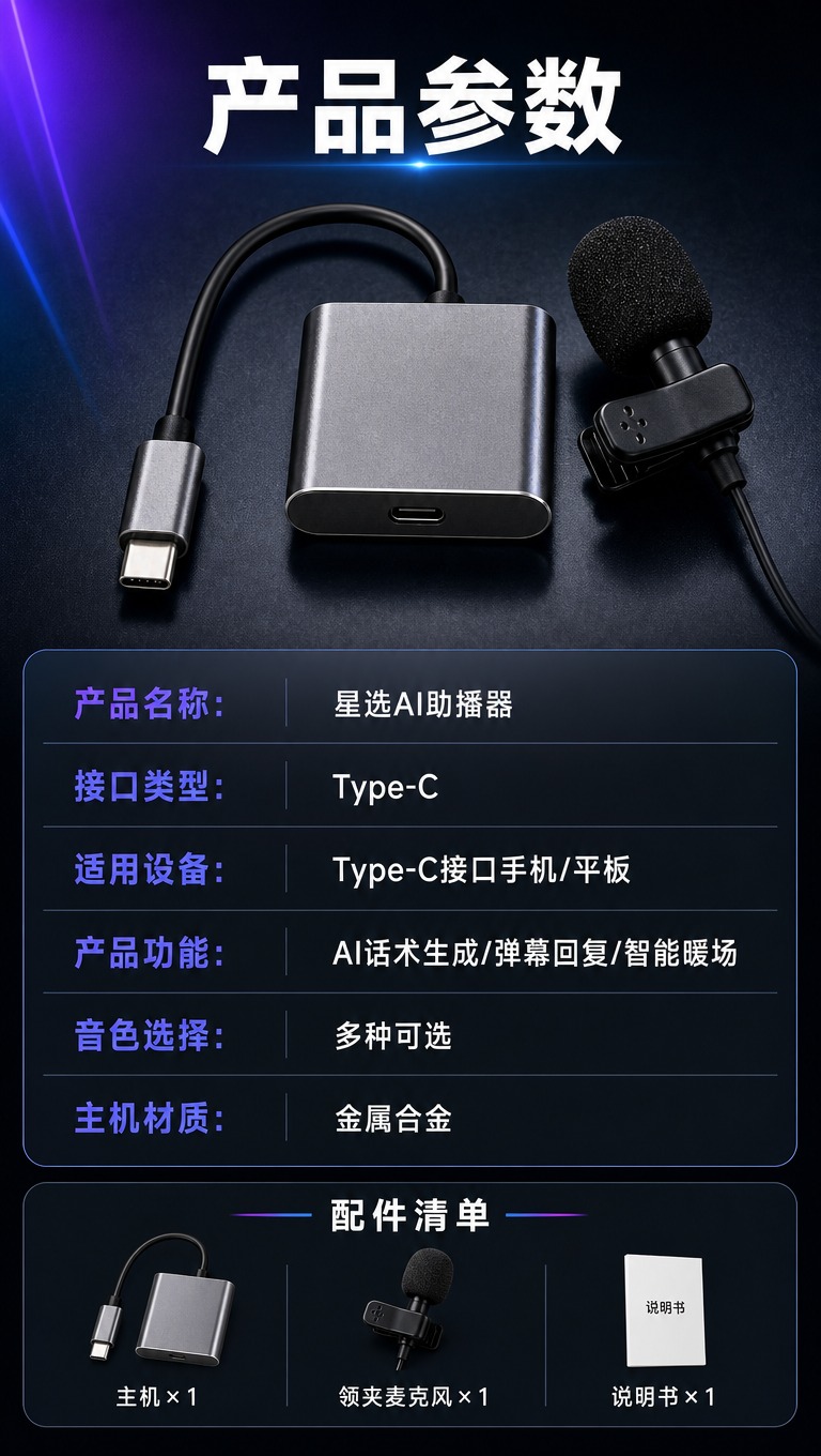 [商品] 使用【图1】星选AI助播器；保留金属银灰色主机、Ty… - 图片创意预览