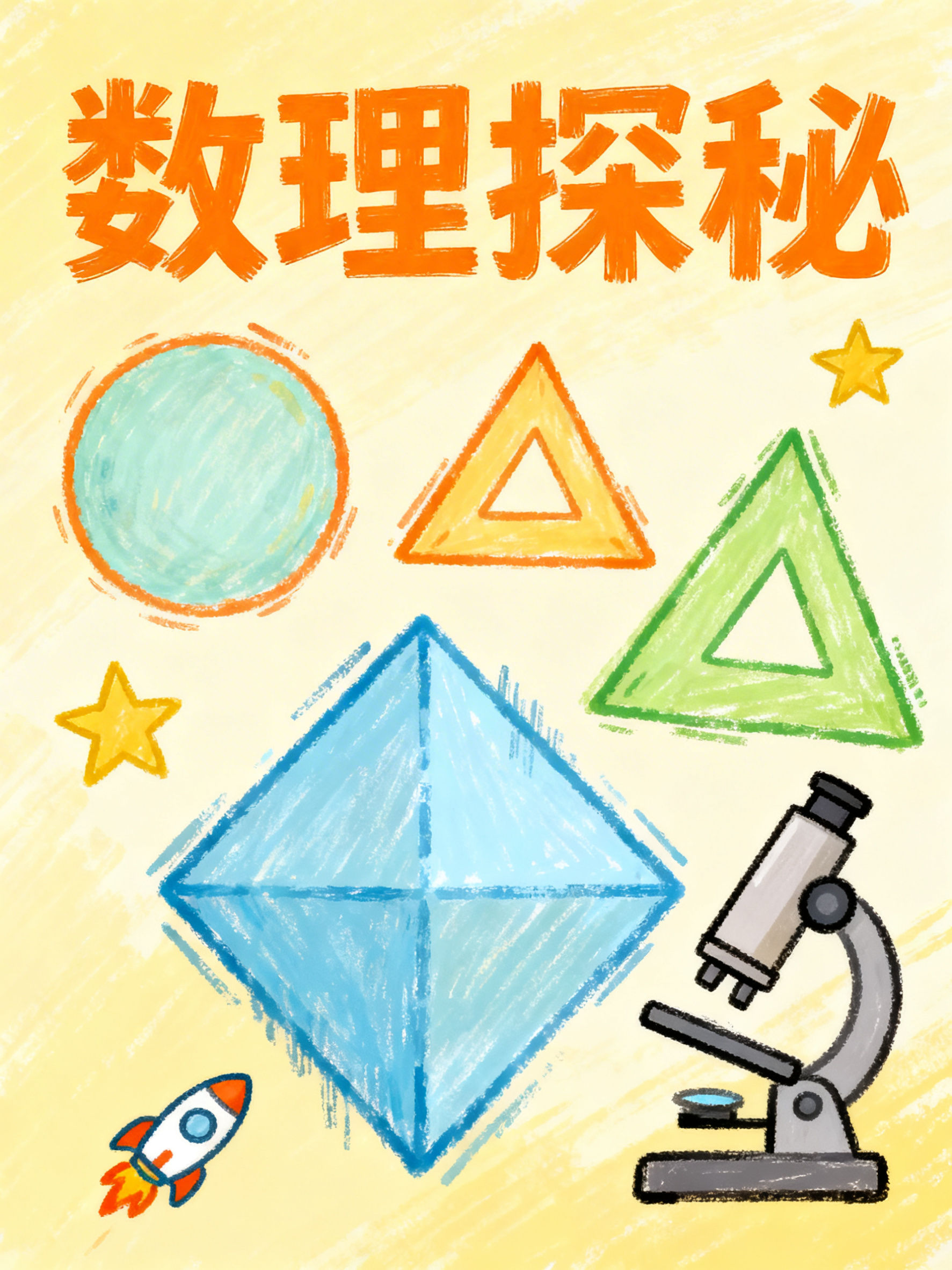 小学读物封面插图，主题为数理探秘，偏手绘风格，包含趣味数学几何… - 图片创意预览