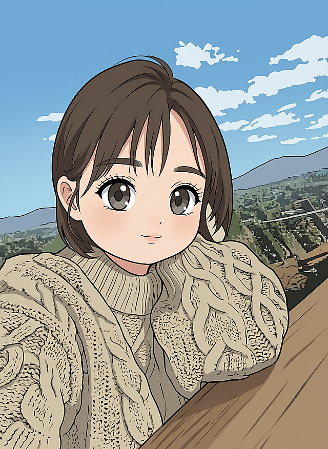 改为平面漫画风格，减少渐变和阴影，突出清晰干净的轮廓线条，保持Q版可爱和原有构图不变，整体扁平化