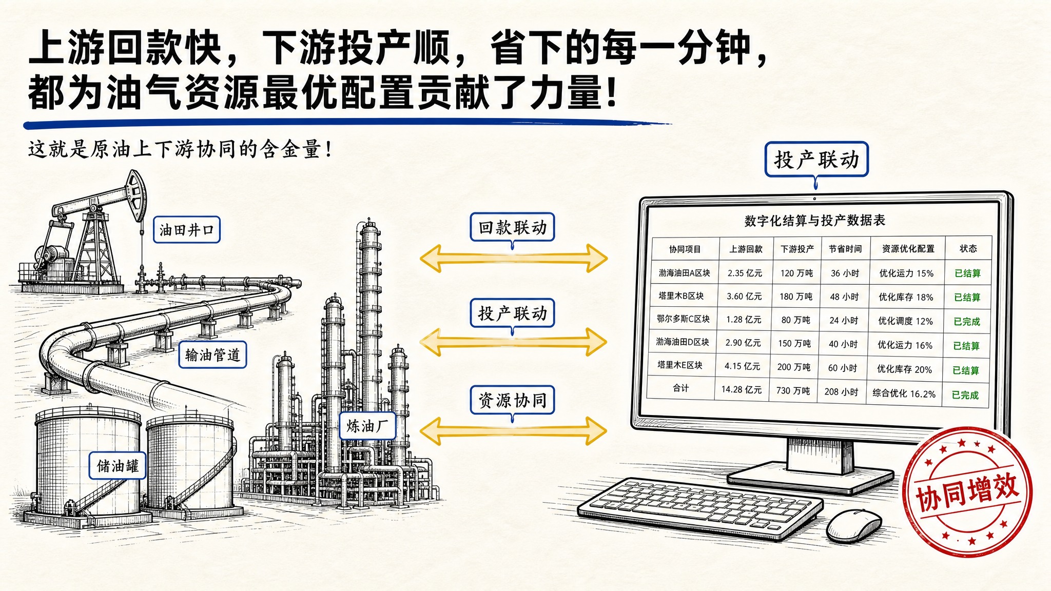 按照参考图中同系列的商业流程信息图风格，为油气田企业ERP上线… - 图片创意预览