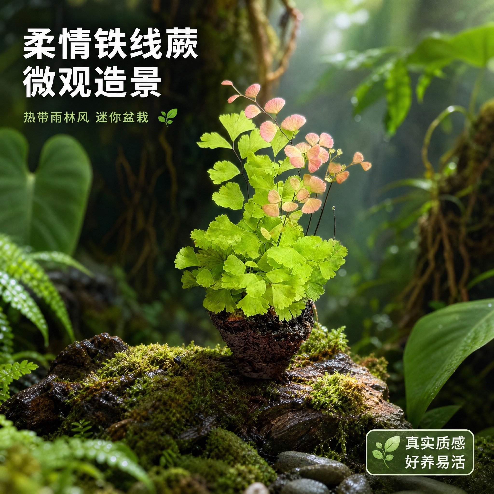 [主图-1] 热带雨林微观造景英雄主图，突出柔情铁线蕨迷你盆栽… - 图片创意预览