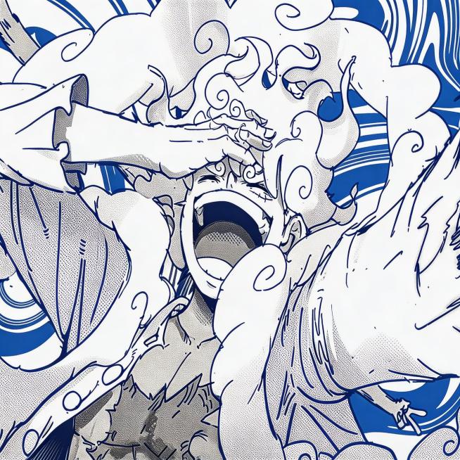 将这张黑白漫画的线条替换为蓝色，保持画面其他内容不变预览效果