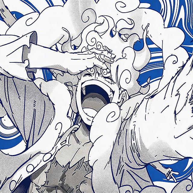 将这张黑白漫画的线条替换为蓝色，保持画面其他内容不变
