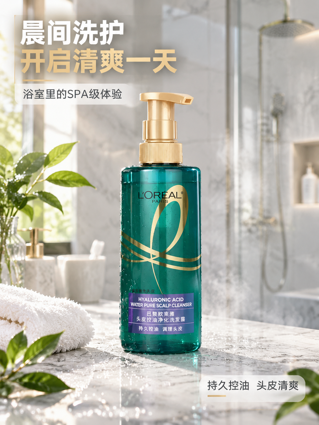 [商品] 使用【图1】欧莱雅头皮控油净化洗发露；保留深青绿透明… - 图片创意预览
